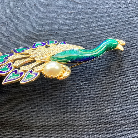 Vintage Large Peacock Pin. Jewels and enamel - Picture 8 of 15